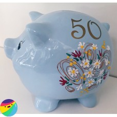 Hranilnik moder pujs z ročno poslikavo za 50 let